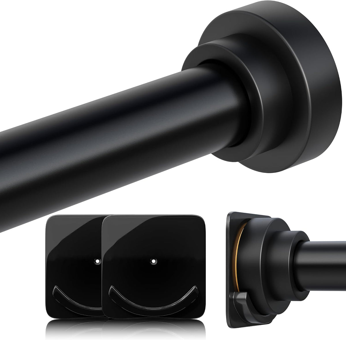 STARLATTA Shower Tension Curtain Rod 31-120", 1.1" Heavy Duty, Matte Black