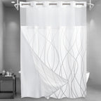LXBNI Ringless Shower Curtain with Snap-in Liner, Gray White, 71 x 74 Inch