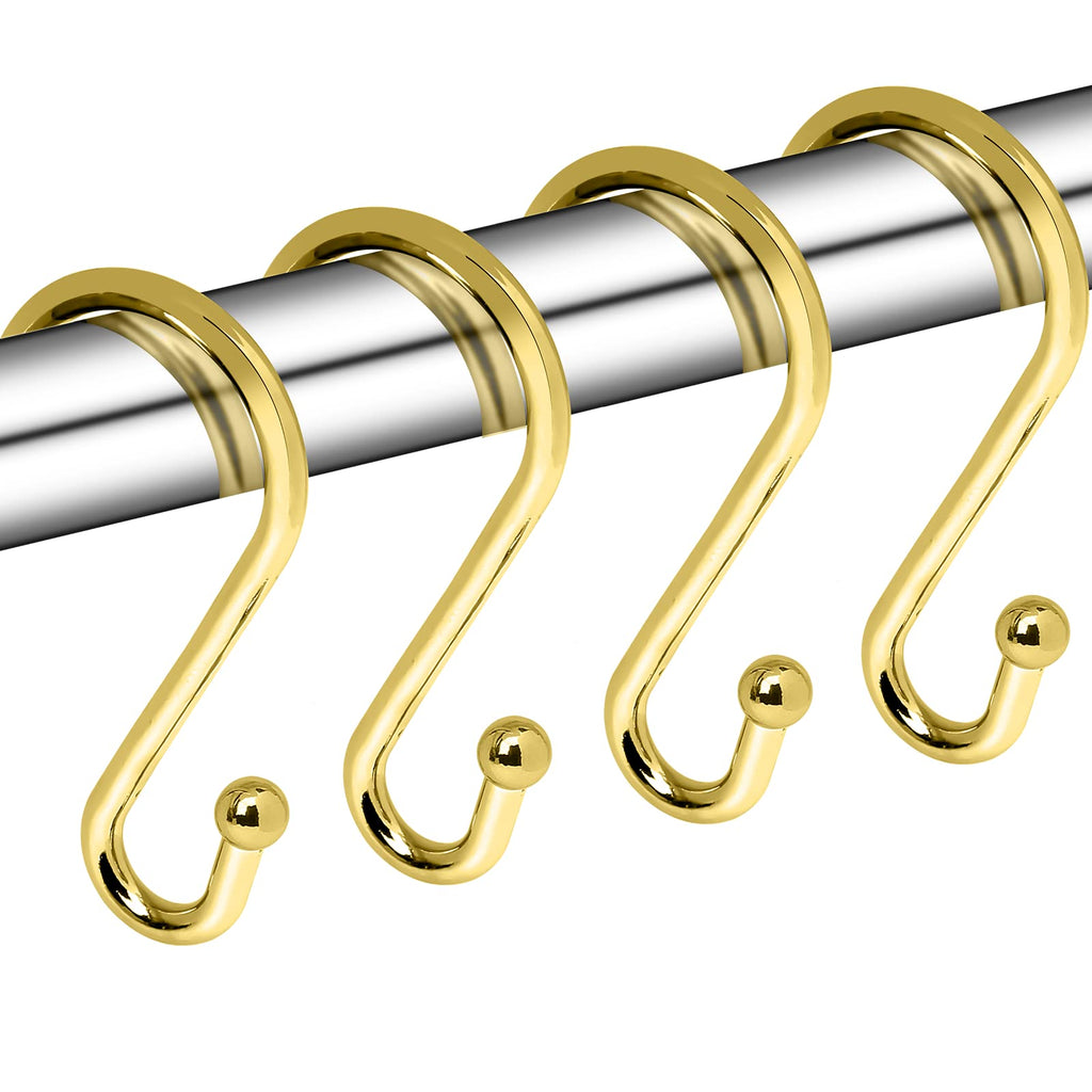 Gidse Metal Shower Curtain Hooks, Set of 12, Rust Proof Shower Curtain Hooks Rings, Durable S Shaped Hooks Hangers for Shower Curtains, Kitchen Utensils, Clothes, Towels (Chrome)