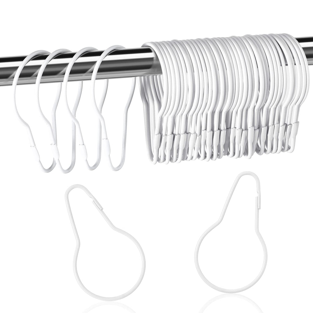 Queekay 60 Pcs Metal Shower Curtain Hooks Reusable Hanging Clips, Silver