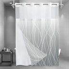 LXBNI Ringless Shower Curtain with Snap-in Liner, Gray White, 71 x 74 Inch
