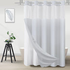 No Hook Shower Curtain and Liner Set, Ombre Black and White, 71x74