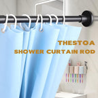 Thestoa Shower Curtain Rod Adjustable 30-80" with Holder, Anti-Rust Shower Rod & Spring Tension Shower Rod No Drill, Black Shower Curtain Rod for Bathroom Tension Rod