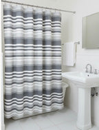 Serafina Home Nautical Striped Blue and White Fabric Shower Curtain: