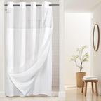 River Dream Waffle No Hook Shower Curtain with Liner,Navy Blue,71x74