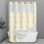 Yiatn Gray Ringless Shower Curtain with Snap-in Liner, 71 x 74 Inch