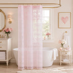 TUDECO Lace Brown Shower Curtain with Attached Valance, 72 x 72 Inch