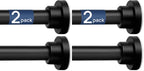 ENJOYBASICS 2 Pack Tension Curtain Rod, 32-66" Adjustable, Stable, Black