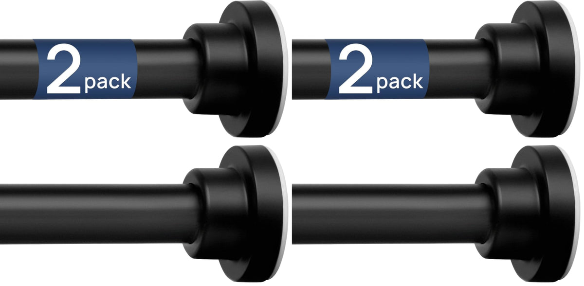 ENJOYBASICS 2 Pack Tension Curtain Rod, 32-66" Adjustable, Stable, Black