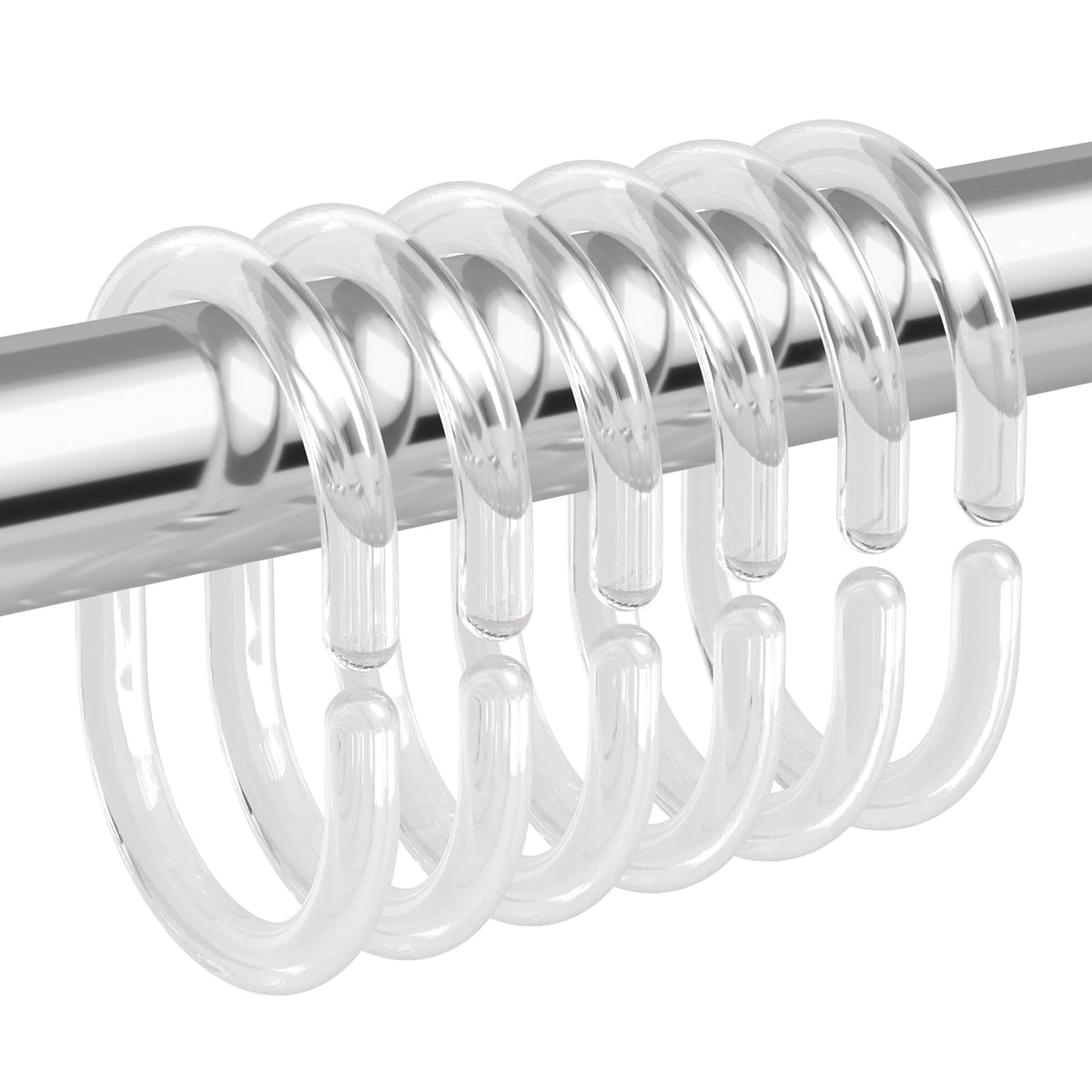Amazer White Shower Curtain Hooks Rings, 24 Pcs Plastic Shower Curtain Rings, Plastic Shower Curtain Hooks for Bathroom Shower Rod, White Shower Hooks Rings Loops for Shower Curtain