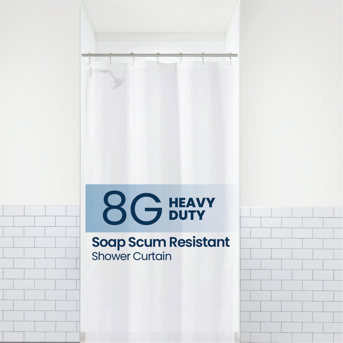 LiBa Shower Curtain PEVA 8G, 72x72 Inch Clear Pebbles with Magnets