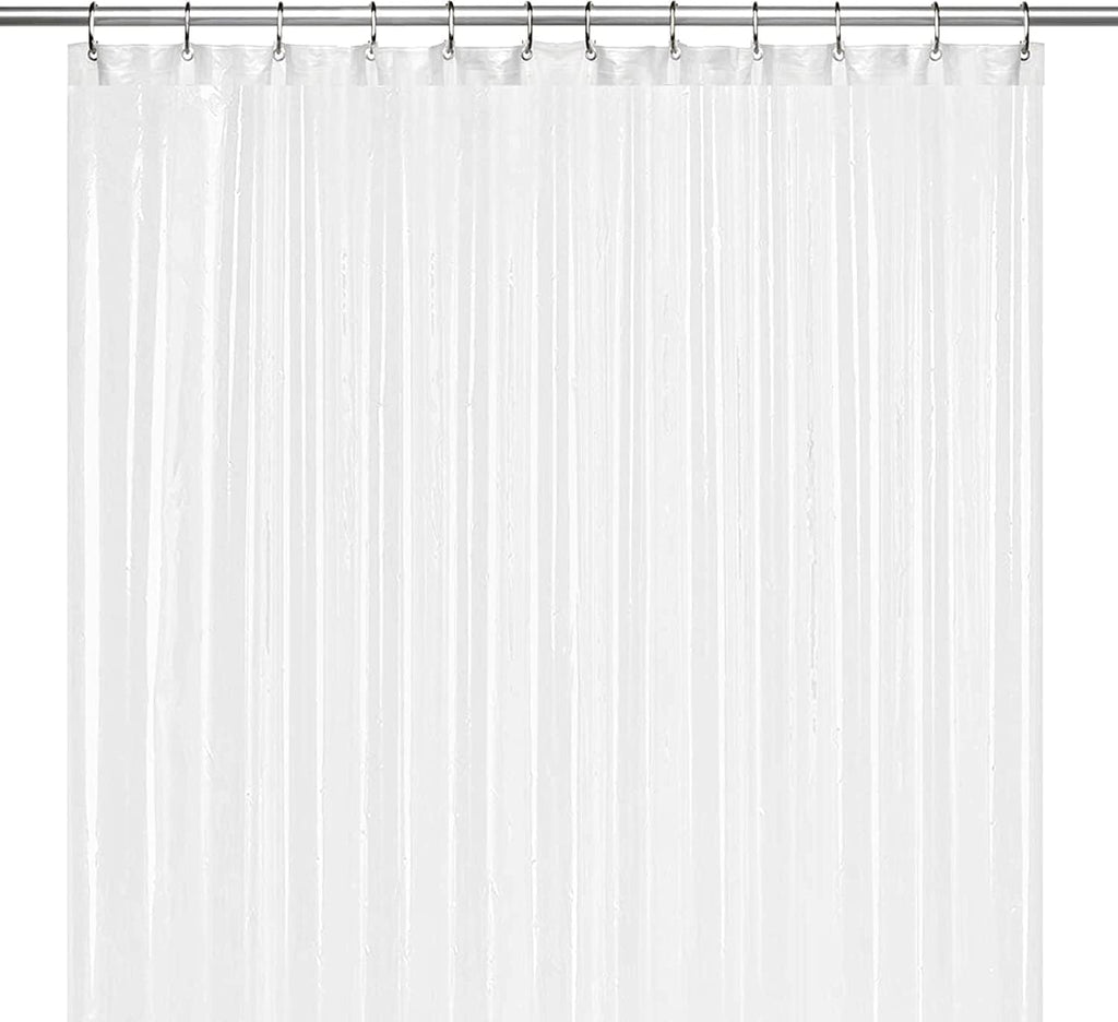 LiBa White Fabric Shower Curtain 72x72 Waterproof Heavy Duty Liner