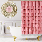 White Ruffle Shower Curtain for Bathroom,72 x 72 Inches, Farmhouse Style