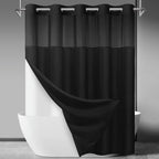 SORTTO Ringless Slub Shower Curtain with Snap in Liner, 71x74, Black