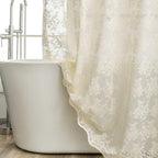 Ivory Lace Shower Curtain 72x72, Vintage Shabby Chic with Attached Valance