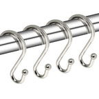 Gidse Metal Shower Curtain Hooks, Set of 12, Rust Proof Shower Curtain Hooks Rings, Durable S Shaped Hooks Hangers for Shower Curtains, Kitchen Utensils, Clothes, Towels (Chrome)