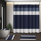 Bathroom Sets with Shower Curtain and Rugs, Set of 4, Checkered