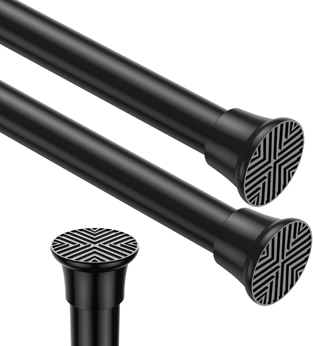 2pack Spring Tension Curtain Rods 18-36 Inch Adjustable Black Tension Rod