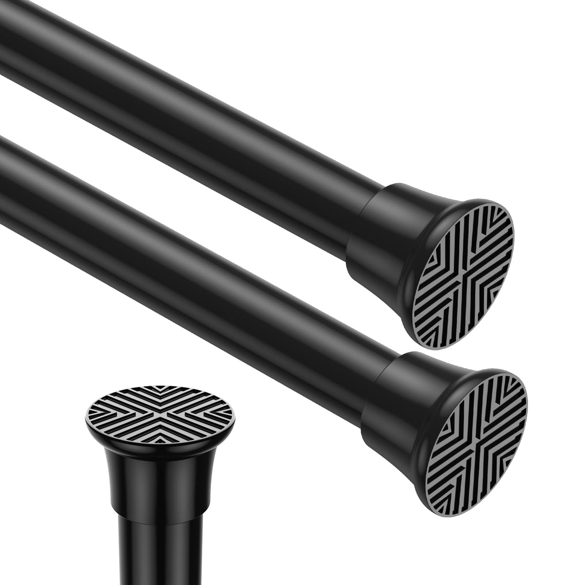 2pack Spring Tension Curtain Rods 18-36 Inch Adjustable Black Tension Rod