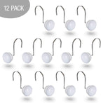 Creative Scents White Shower Curtain Hooks Decorative | Set of 12