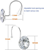 12PCS Shower Curtain Hooks Rings for Bathroom, Stainless Steel Metal Crystal Rhinestones Bling Rust Proof Shower Curtain Rings Hangers for Shower Curtain Decorative, Round Heavy Duty Hooks (Clear)