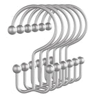 Bathway Shower Curtain Hooks Nickel Shower Curtain Rings, 12 Pcs Double Hook Shower Curtain Hooks Rings Shower Curtain Hangers Rust Proof, Metal Shower Hooks for Bathroom Shower Curtain Rod