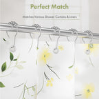 Amazer Shower Curtain Hooks, Decorative Shower Curtain Hooks Rust Proof Stainless Steel Shower Curtain Hooks, Shower Hooks for Shower Curtain Bathroom 12PCS, Polished Chrome