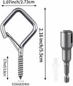 65 Pcs Stainless Steel Hooks, 2.16" Screw Hooks with Safety Buckle