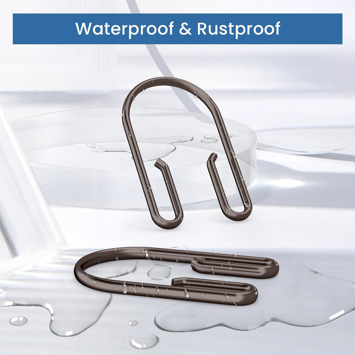 Bronze Shower Curtain Hooks Rings，Double Sided Shower Curtain Hooks Rust Proof，12 pcs Shower Hooks for Inside Shower，Smooth Sliding Anti-Drop Double Shower Rings for Curtain