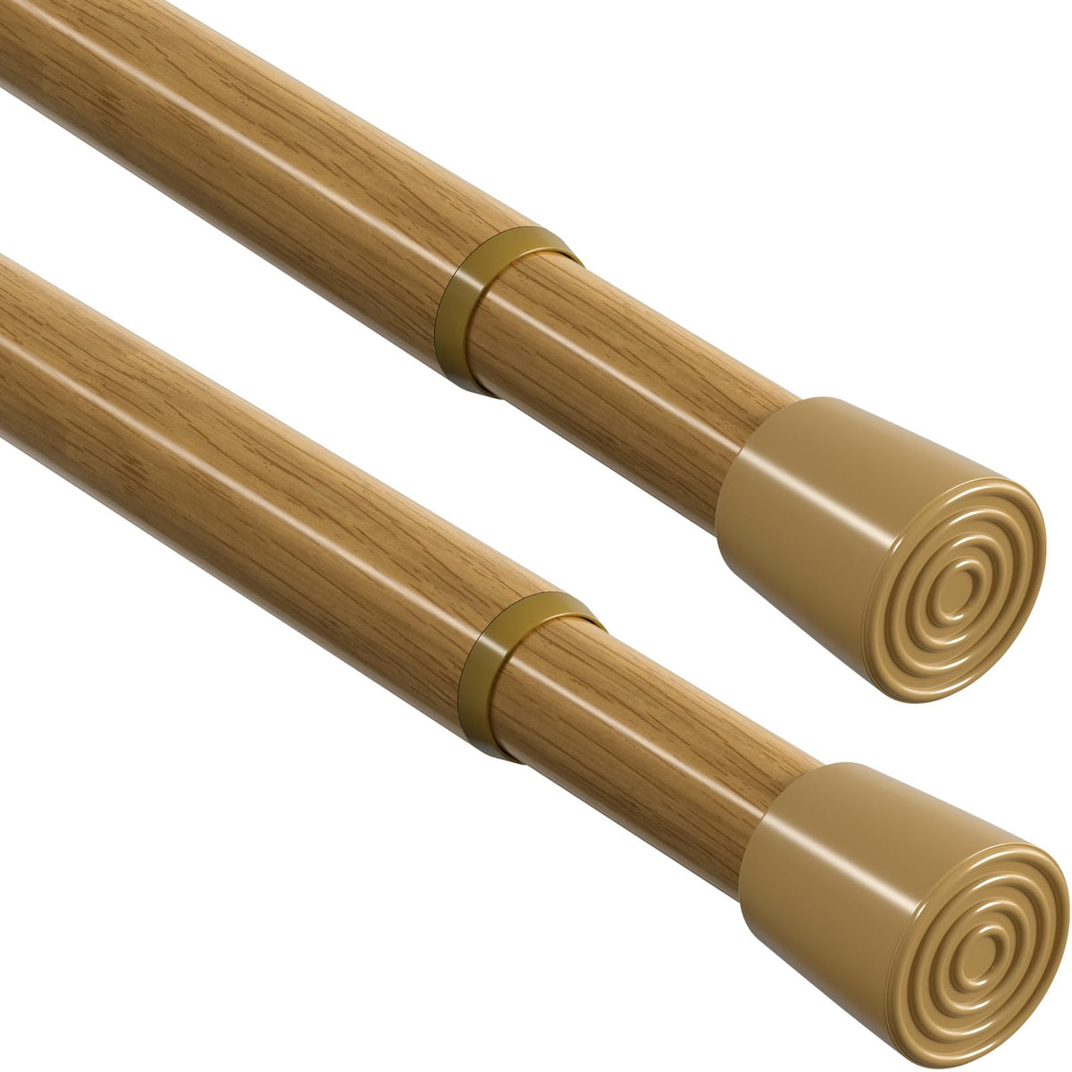 MEXAU 3 Pack Spring Tension Curtain Rod for Window 17-38 Inch, Wood Grain