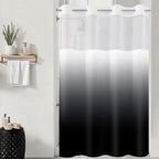 No Hook Shower Curtain and Liner Set, Ombre Black and White, 71x74