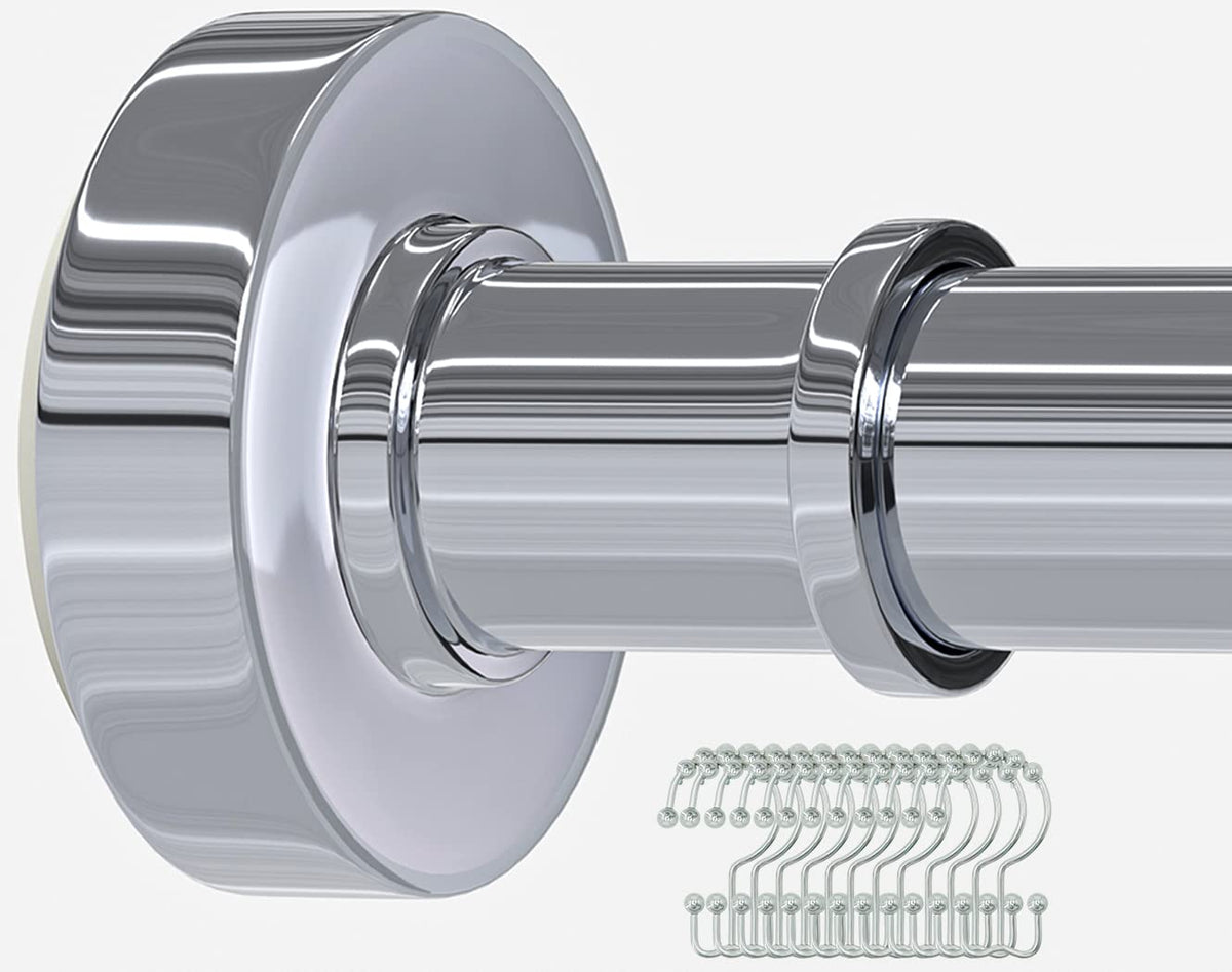 Black Tension Shower Curtain Rod – Adjustable 18-79 Inches, Fits 20-78 Inch Spaces (Ideal for 72" Wide Bathrooms), No Drill Rust Resistant Spring Rod for Bathroom