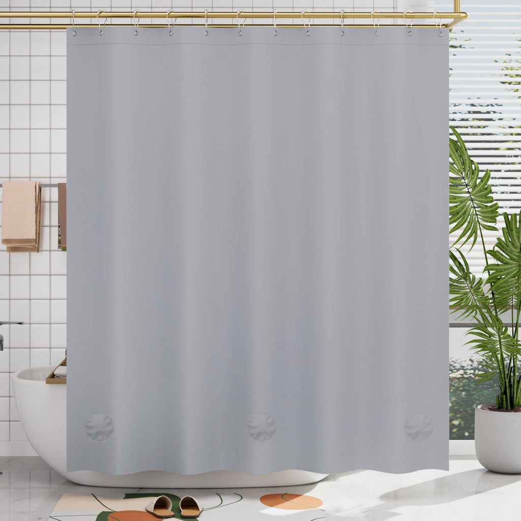 AmazerBath Black Shower Curtain Liner Plastic, Thick PEVA Shower Curtain Black, Dark Shower Liner Heavy Duty 8G, Black Bathroom Curtain Waterproof with 3 Weighted Stones and 12 Grommets, 72x72 Inches