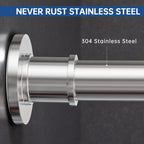 BRIOFOX Industrial Shower Curtain Rod - Rustproof Non-Slip 43-72 Inch 304 Stainless Steel Tension Curtain Rod for Window or Bathroom, Chrome