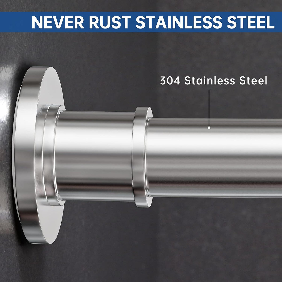 BRIOFOX Industrial Shower Curtain Rod - Rustproof Non-Slip 43-72 Inch 304 Stainless Steel Tension Curtain Rod for Window or Bathroom, Chrome