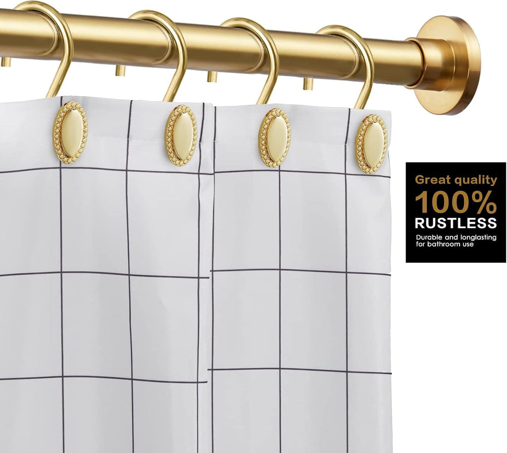 Gold Shower Curtain Hooks Rings, Zinc Alloy with Anti-Rust Coating