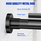 Ausemku Shower Curtain Rod 32-80 Inch Adjustable - Heavy Duty No drill Spring Tension Shower Rod, Non-Slip Rustproof Telescopic Rod for Bathroom, Black