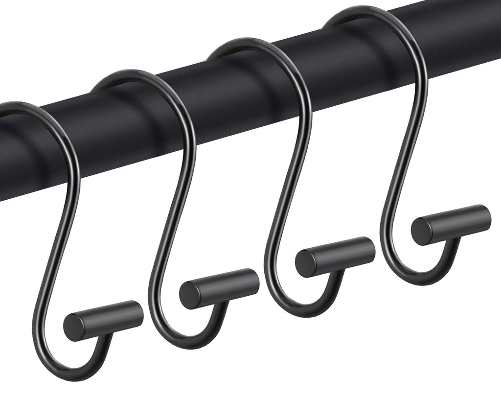 Nickel Shower Curtain Hooks, Rust Proof Shower Curtain Rings for Bathroom, Silver Metal Decorative Shower Curtain Hooks Hangers for Shower Curtain Rod, Set of 12 T-Bar Design