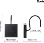 Square Shower Curtain Hooks, Decorative Bathroom Curtain Rings, Black
