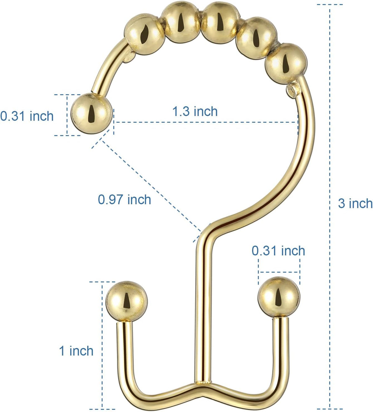TOPROD Shower Curtain Hooks Rings Shower Curtain Hangers for Bathroom Hooks