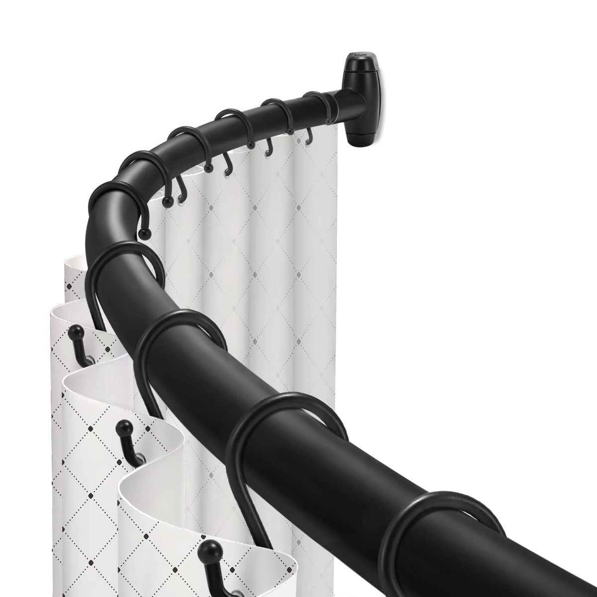 TOPROD Curved Shower Curtain Rod 48-72 Inches Adjustable Round Shower Rods