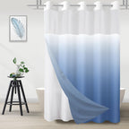 No Hook Shower Curtain and Liner Set, Ombre Black and White, 71x74