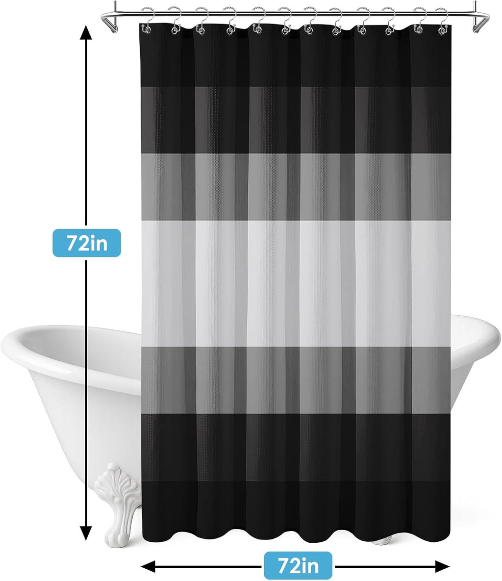 3 in 1 Shower Curtain and Liner,72 x 72 inch, Striped Grey