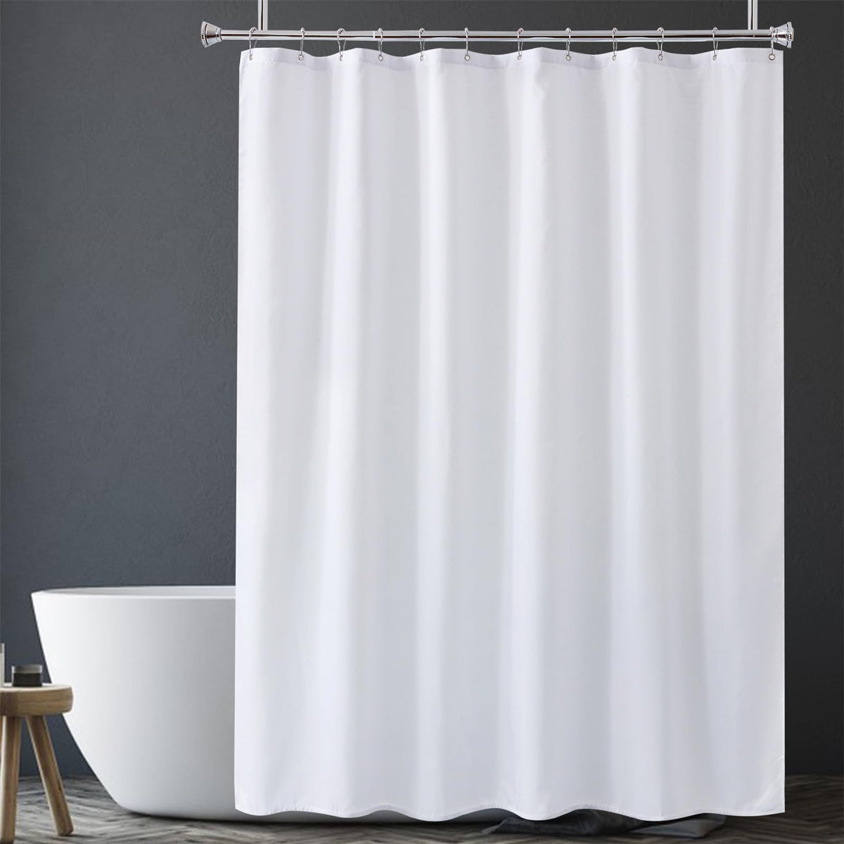 Amazer Ivory Shower Curtain Liner, Ivory Fabric Shower Liner, 2-in-1 Bathroom Shower Curtain and Liner, 12 Grommet Holes, Water Proof, Machine Washable, Hotel Quality, 72 x 72 Inches
