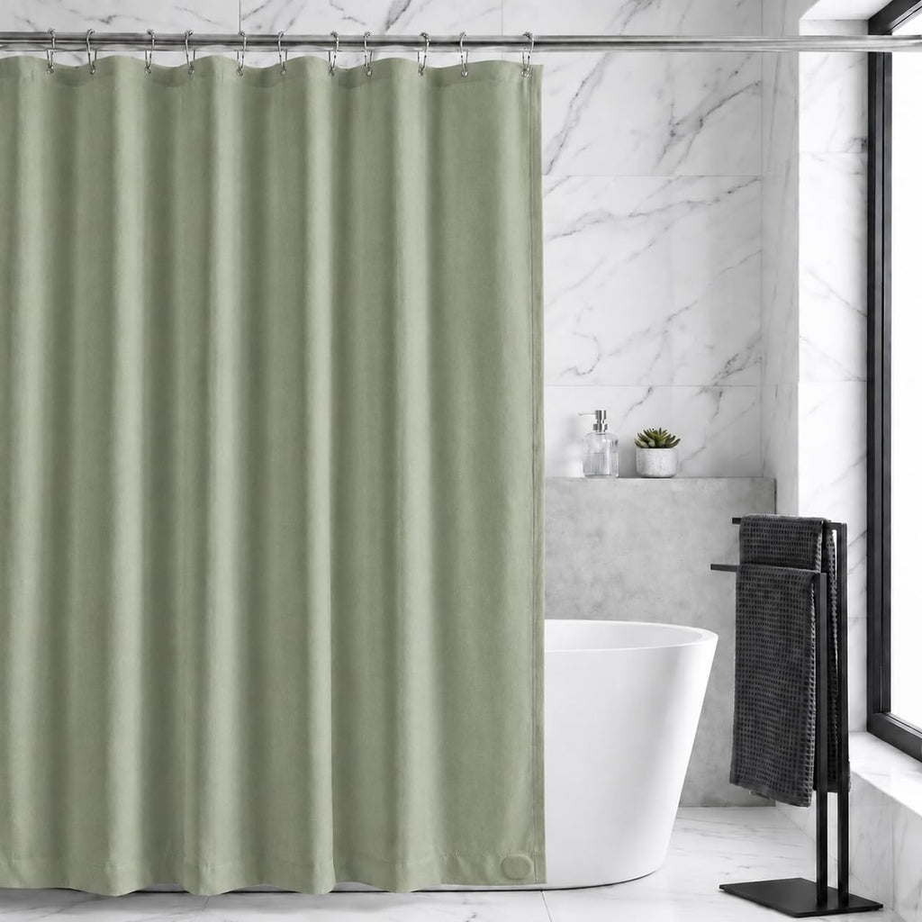 Waterproof Fabric Shower Curtain Liner, TPU Coated, PEVA-Free & Odorless, Hotel Quality, 3 Magnets, Rust-Proof Metal Grommets, Machine Washable, White, 72x72 Inch