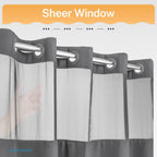 River Dream Heavyweight Waffle No Hook Shower Curtain with Liner,Gray,71x74