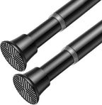 AIZESI 2 Pack Tension Curtain Rod 23-46 Inch Tension Rods No Drill, Black
