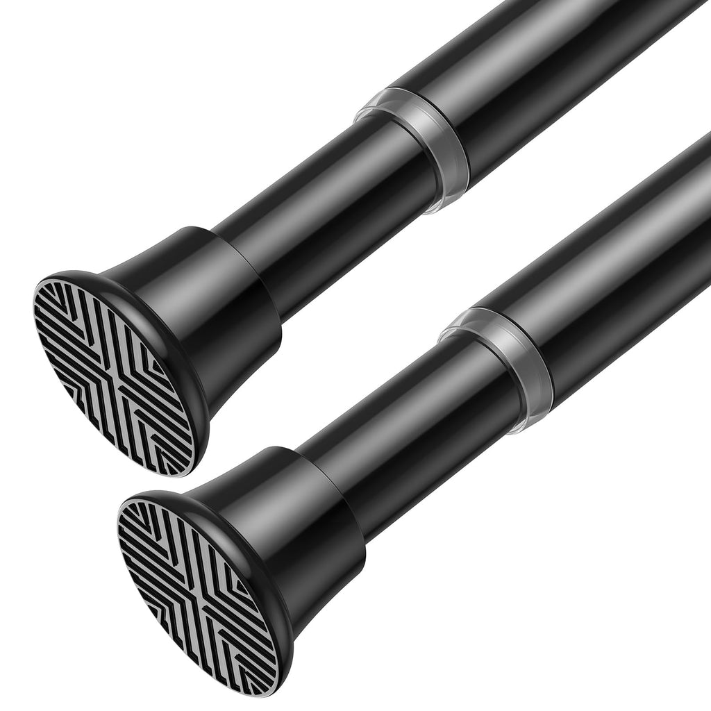 AIZESI 2 Pack Tension Curtain Rod 23-46 Inch Tension Rods No Drill, Black