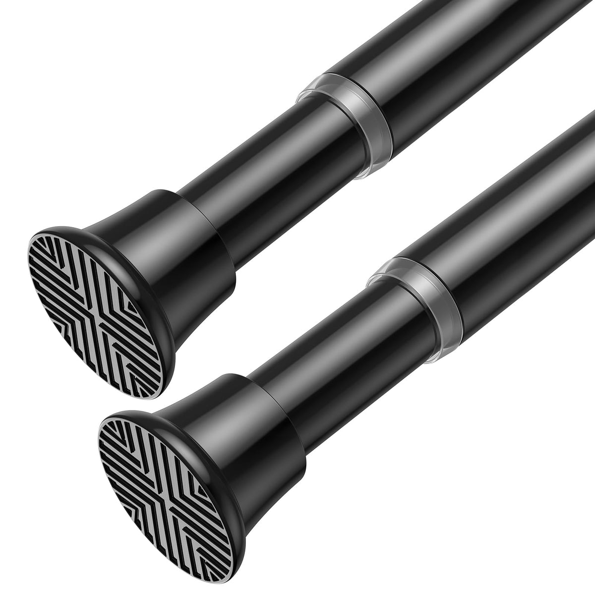 AIZESI 2 Pack Tension Curtain Rod 23-46 Inch Tension Rods No Drill, Black