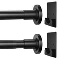 CorkLatta Matte Black Shower Curtain Rod,1 Inch Diameter Stainless Steel Adjustable Spring Tension Rods 32 to 80",with Holders,Anti-Slip,Curtain Rods No Drilling(1 Pack)